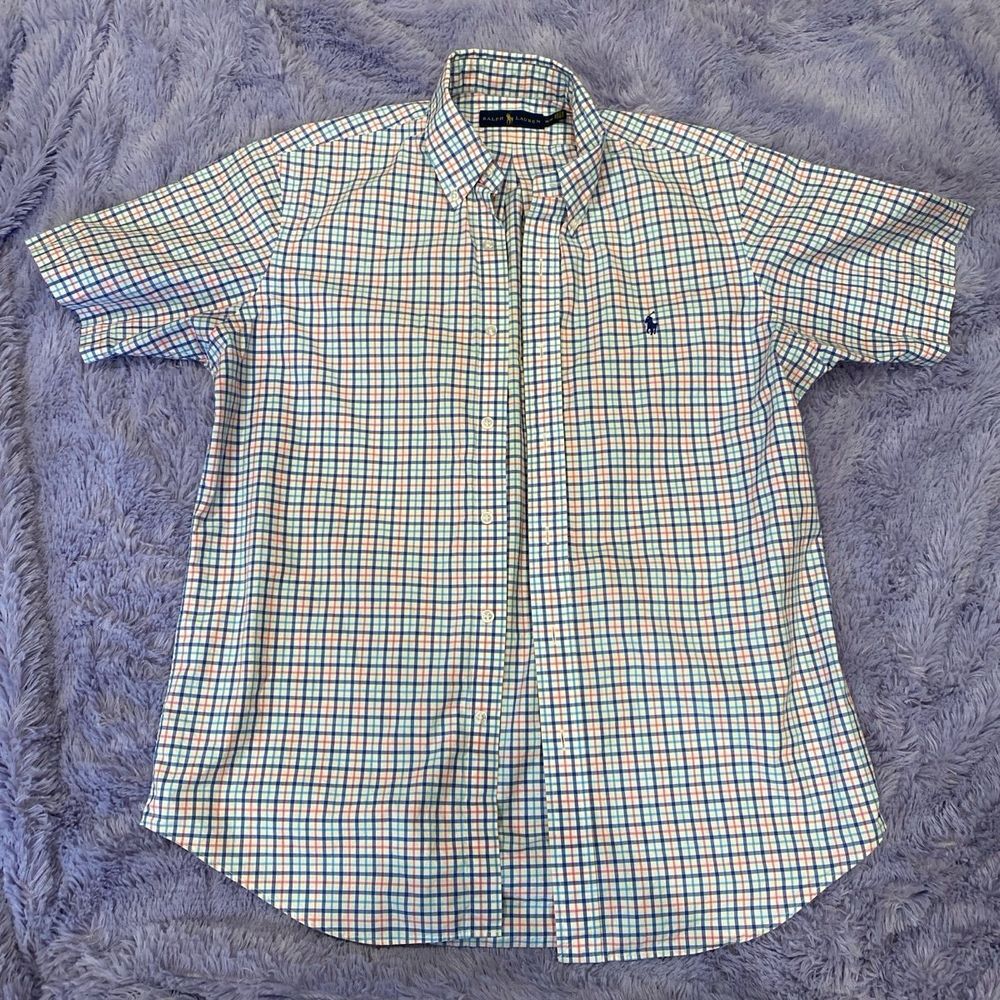 Men's Pink / Blue Button Down Size‎ Medium Ralph Lauren